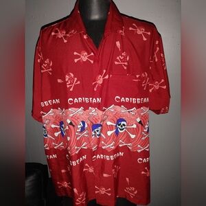 Rima Beachworld Caribbean Red Skull Pattern Men's 2XL Shirt